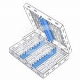 ROESTVRIJE CASSETTE  : LENGTE:18,30 CM, HOOFDKLEUR:BLAUW, LENGTE:14 CM, MATERIALEN:INOX, HOOGTE:3,40 CM, AANTAL INSTRUMENTEN:10