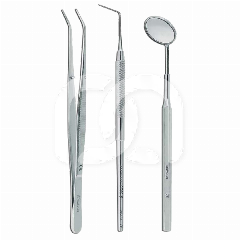 EXAMEN KIT DUBBELE SONDE + SPIEGEL + PINCET EXAMEN KIT DUBBELE SONDE + SPIEGEL + PINCET